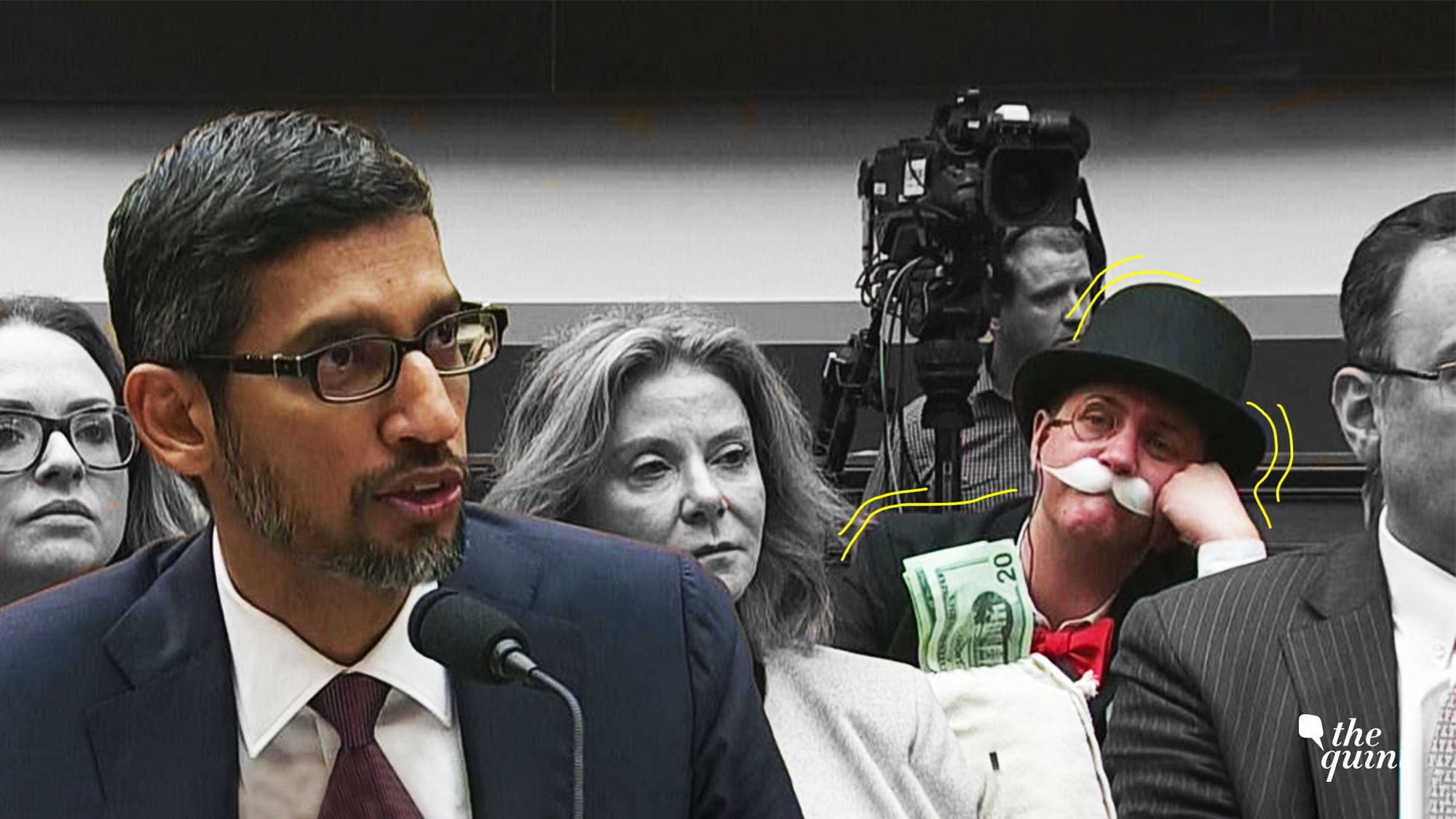 Google CEO Sundar Pichai was spectacularly photo-bombed by an activist dressed as the Monopoly Man.&nbsp;