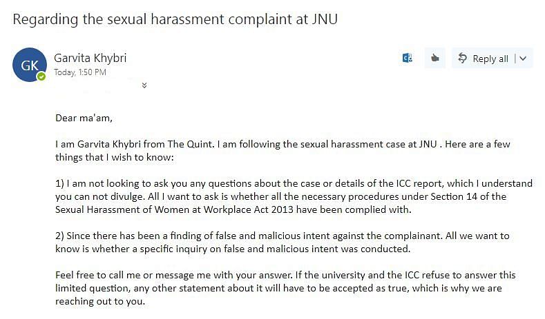 Calling her sexual harassment plea false, JNU wants student barred  