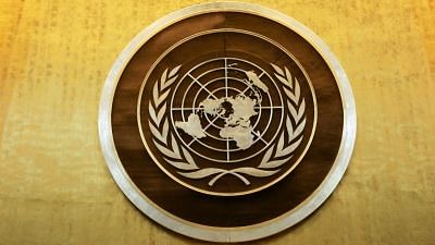 Representational Image. United Nations logo above the podium of the General Assembly Hall.&nbsp;