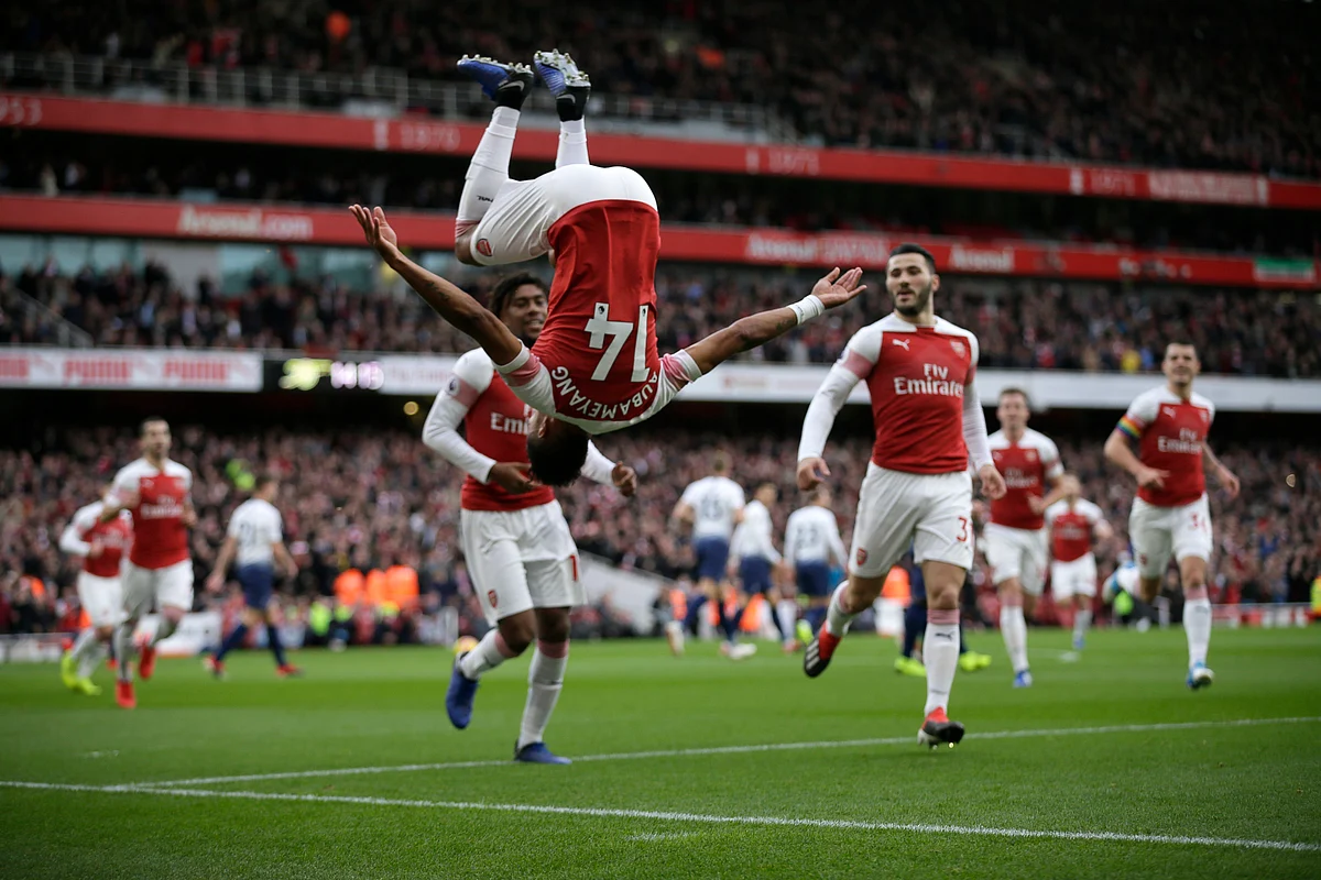 Aubameyang scored a brace as Arsenal moved above Tottenham, on goal difference, into fourth place thanks to a 4-2 win over its fierce north London rival.