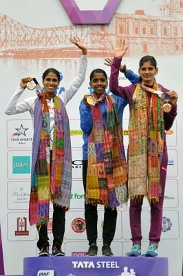 Kolkata: Winners of Tata Steel Kolkata 25K in the Indian Women