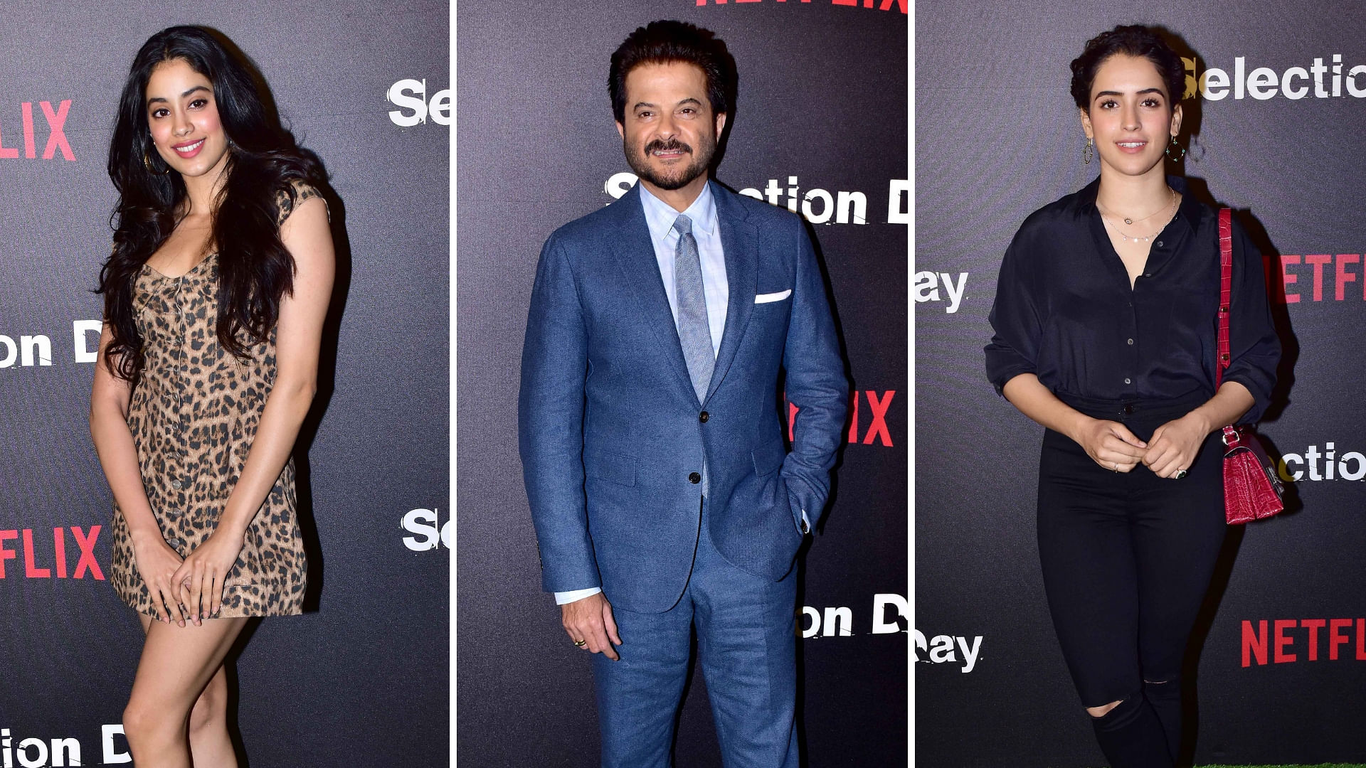 Janhvi Kapoor, Anil Kapoor, Sanya Malhotra at the premiere of <i>Selection Day</i>.