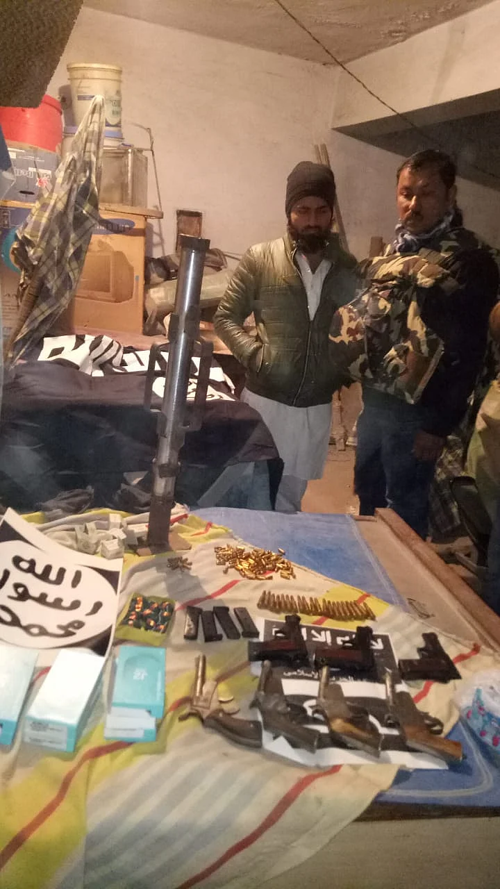 Arms and ammunition seized during NIA raids in connection with a new ISIS-inspired module styled as ‘Harkat ul Harb e Islam’.