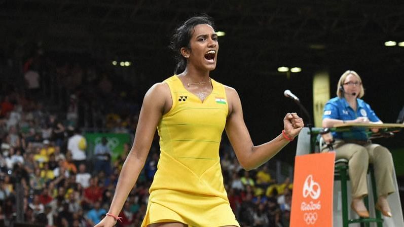 File photo of PV Sindhu celebrating a win at the 2016 Rio Olympics.