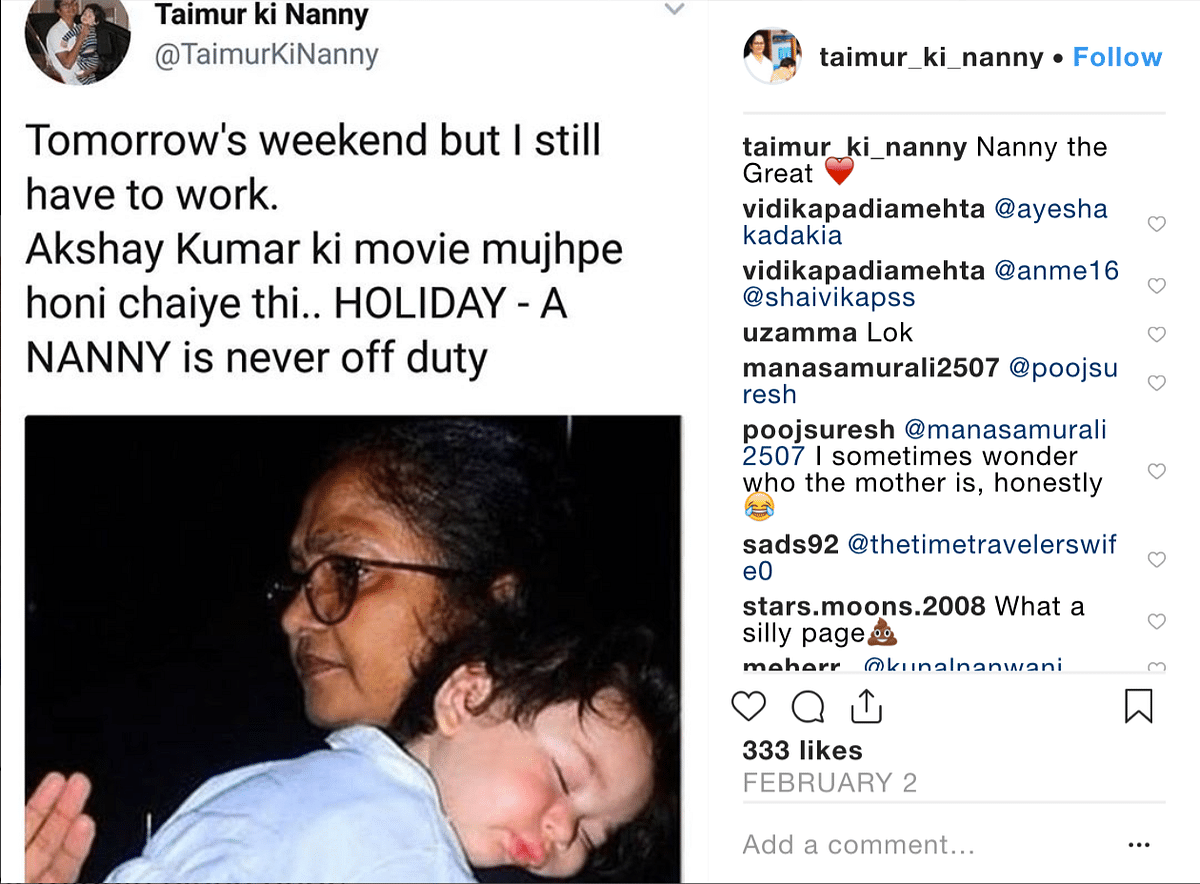 Taimur Ali Khan’s nanny has become and internet celebrity and her parody accounts are taking Instagram by a storm!
