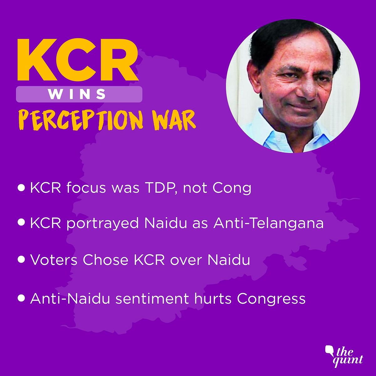 Perception management, Congress’ cardinal mistakes and an overriding Telangana feeling gave KCR a landslide victory.