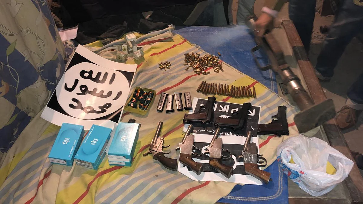 Arms and ammunition seized during NIA raids in connection with a new ISIS-inspired module styled as ‘Harkat ul Harb e Islam’.