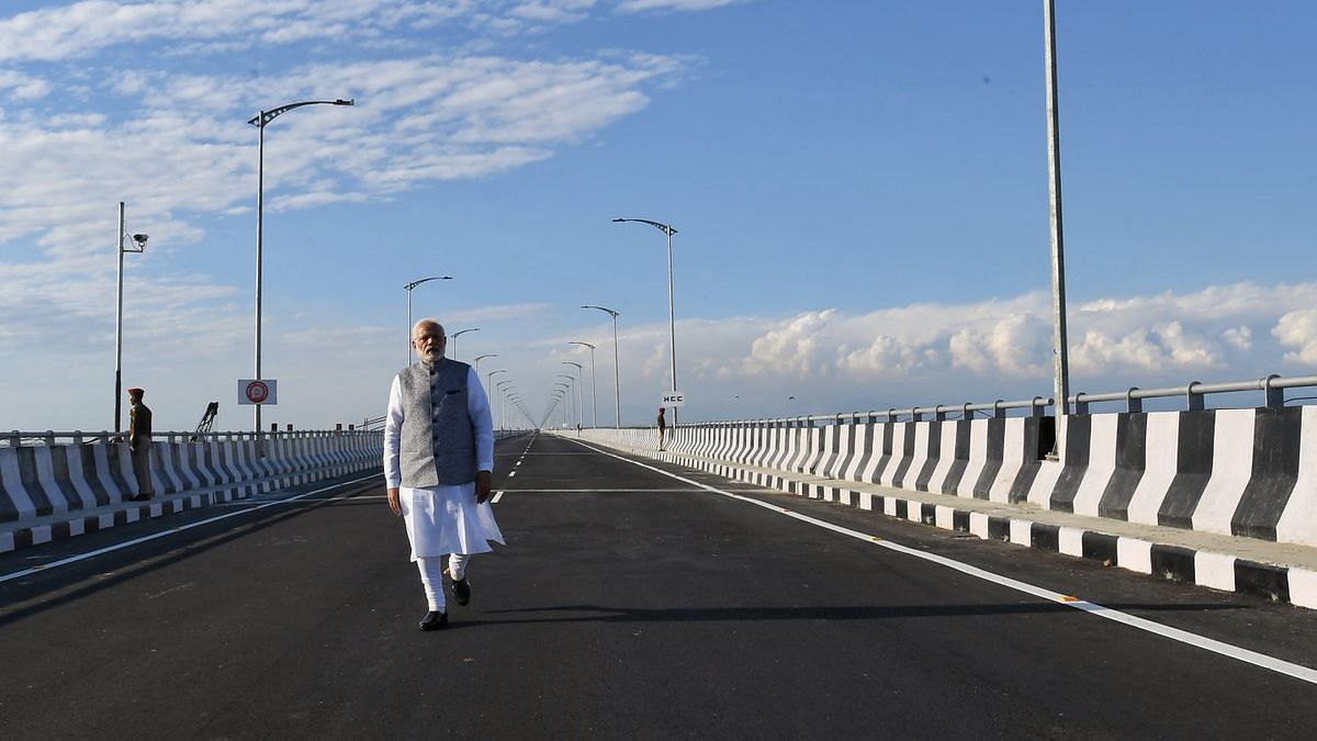 PM Narendra Modi at the inauguration of Bogibeel bridge in Assam.