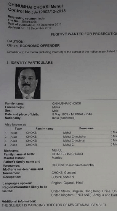 Both Mehul Choksi and his nephew Nirav Modi are being probed by the ED and CBI in the alleged PNB fraud.