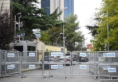 ISTANBUL, Oct. 20, 2018 (Xinhua) -- Photo taken on Oct. 20, 2018 shows the Saudi consulate in Istanbul, Turkey. Preliminary investigations by the Saudi Public Prosecution showed missing journalist Jamal Khashoggi died after a fight at the Saudi consulate in the Turkish city of Istanbul, Saudi Press Agency (SPA) reported on Saturday. (Xinhua/He Canling/IANS)