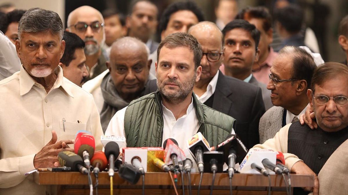 Twenty-one Opposition parties met in New Delhi to prepare the pitch for a <i>Mahagathbandhan</i> ahead of the Lok Sabha polls.