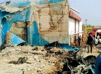 Bagalkot: The site where an explosion took place in a boiler at a sugar factory, killing six people and injuring at least three in Bagalkot district of Karnataka on Dec 16, 2018. (Photo: IANS)