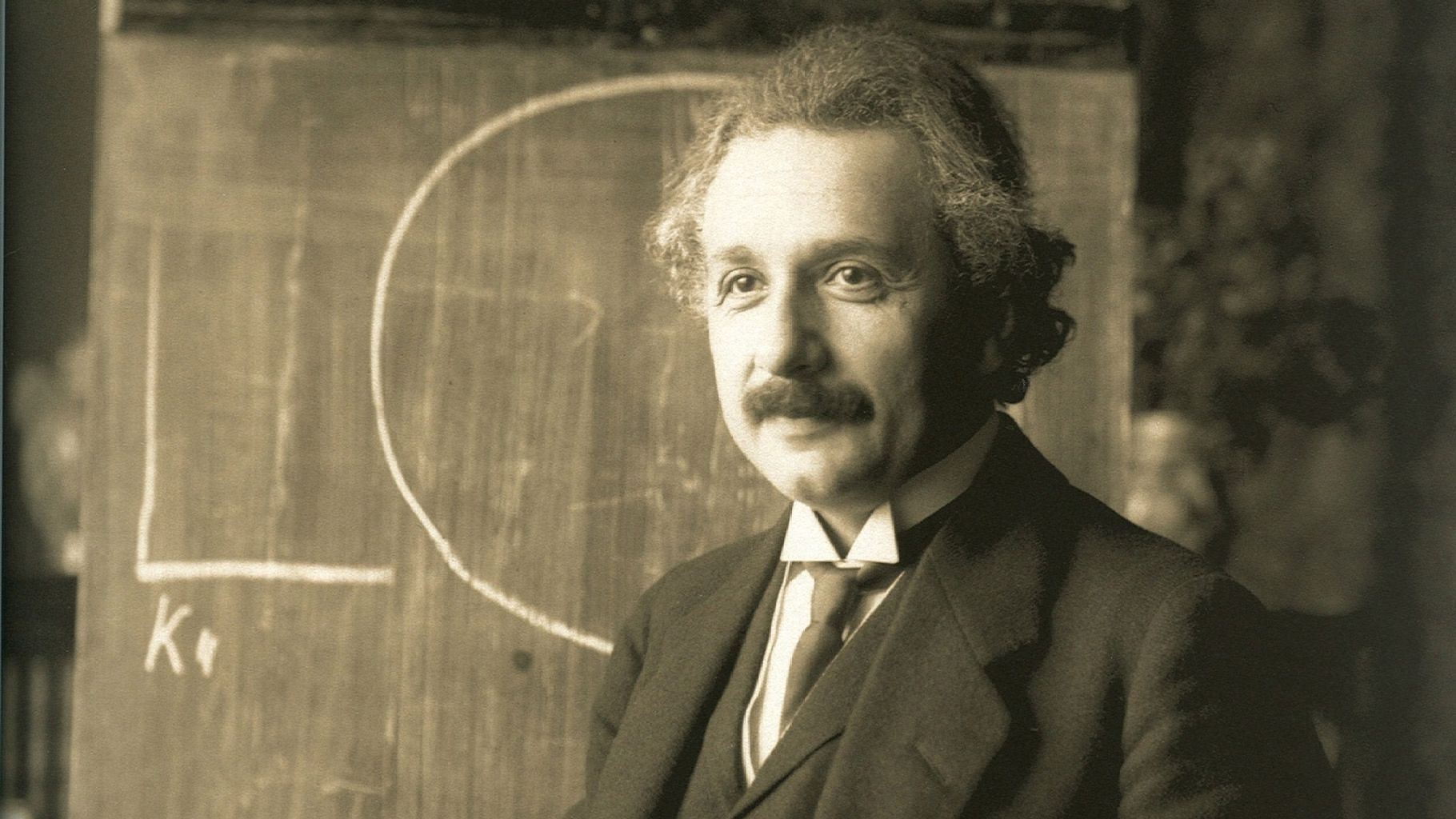 A file photo of Albert Einstein during a lecture in Vienna, 1921. 