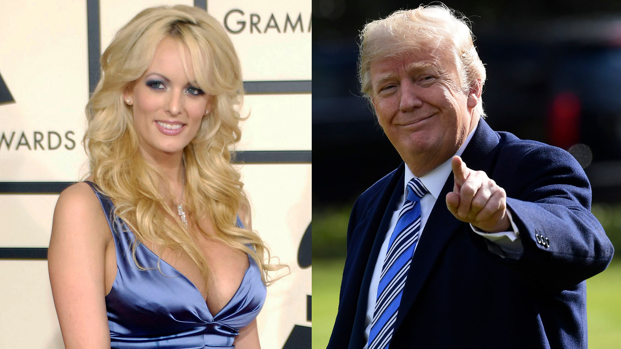 Adult film star Stormy Daniels and US President Donald Trump (right).