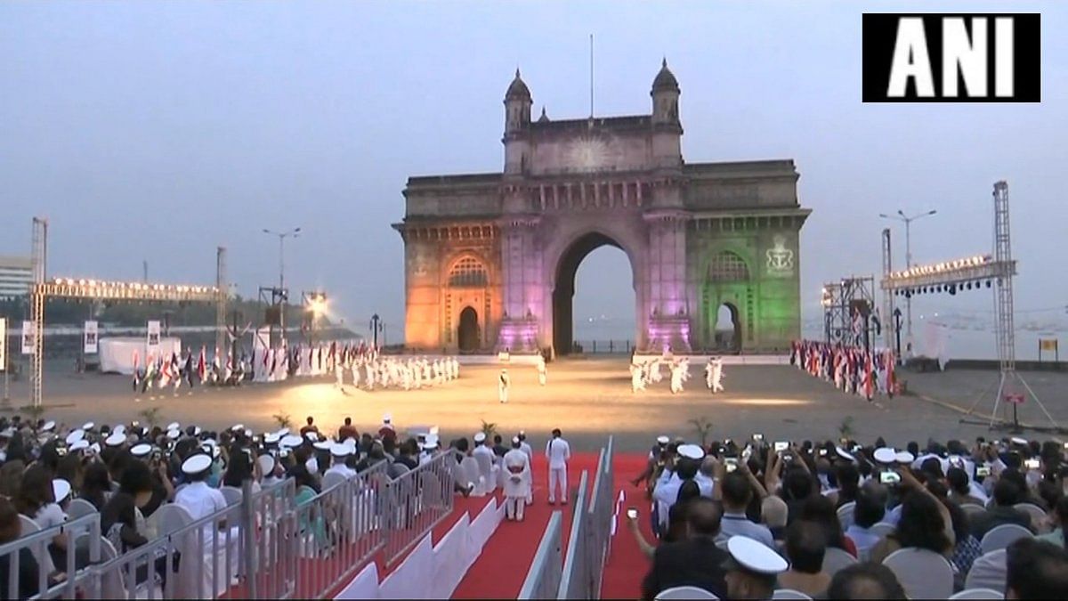 India Navy celebrates ‘Beating the Retreat’ ceremony as part of the Navy Day celebrations at Gateway of India in Mumbai.