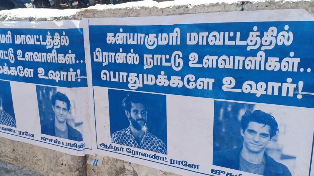 Posters calling French journalists ‘spies’ in Kanyakumari district.