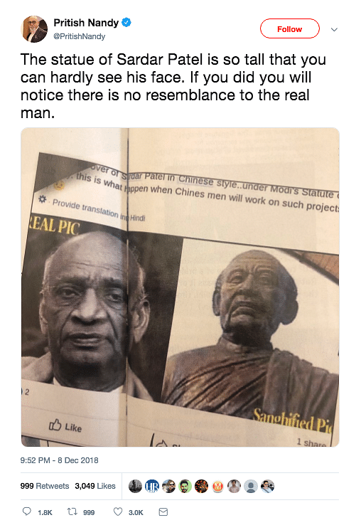  A reverse image search showed that the photo shared by Nandy as the Statue of Unity is actually from 2008.