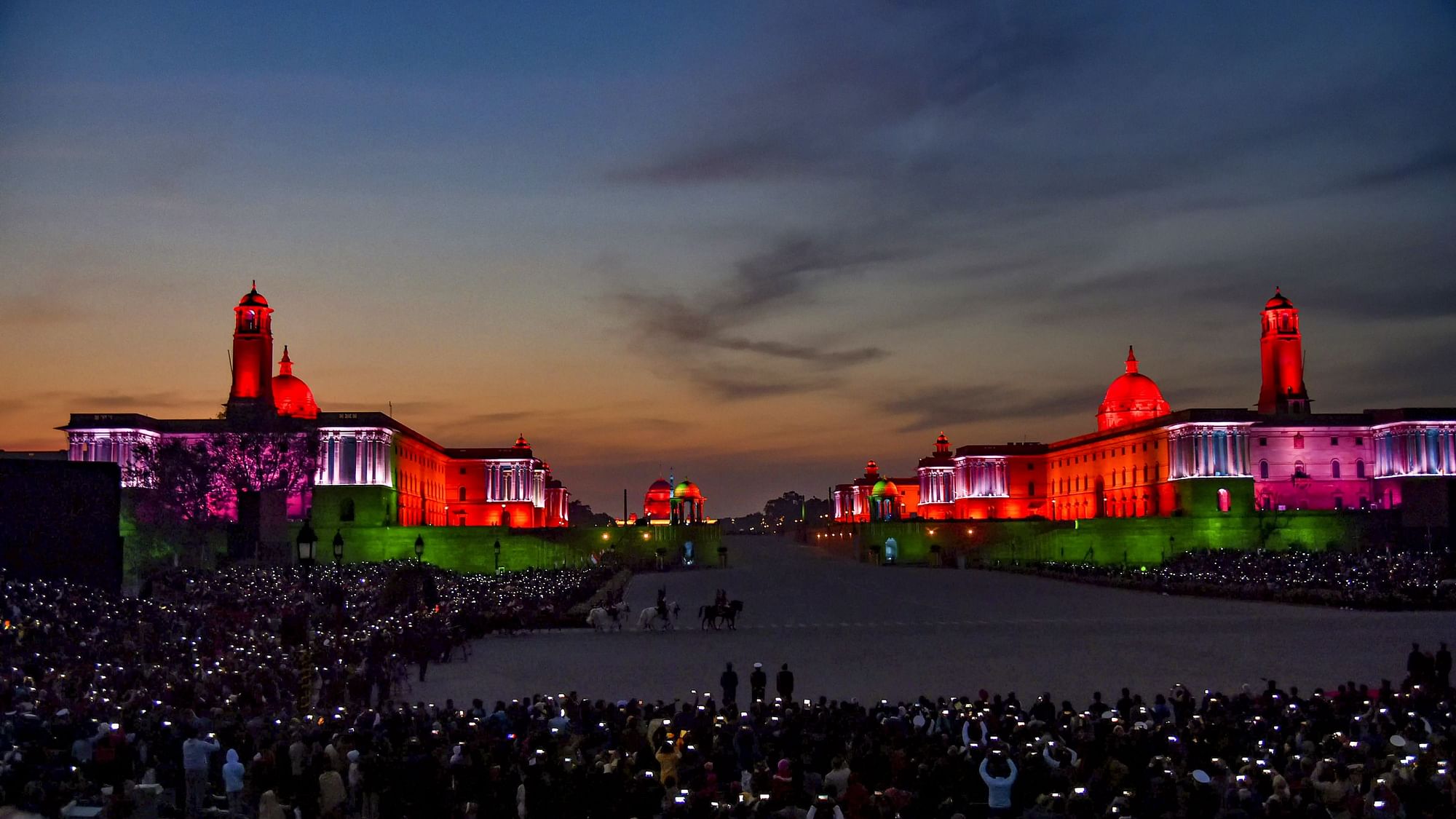 Raisina Hills after the Beating Retreat ceremony at Vijay Chowk in New Delhi.