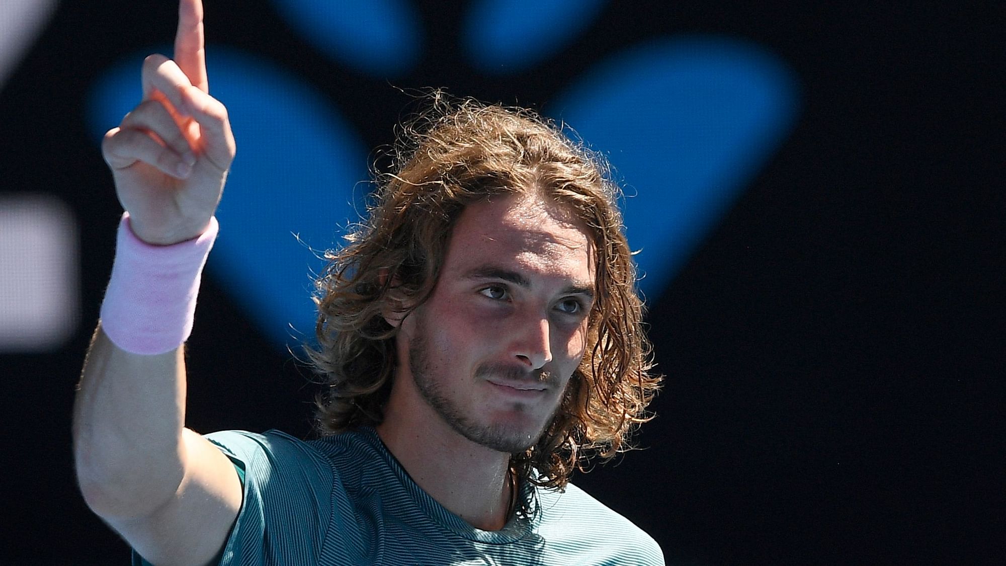 Greece’s Stefanos Tsitsipas celebrates after defeating Spain’s Roberto Bautista Agut in their quarterfinal match at the Australian Open tennis championships in Melbourne, Australia, Tuesday, Jan. 22, 2019.