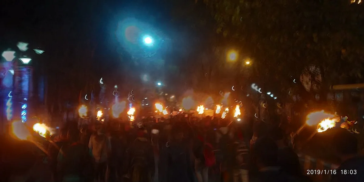 Protestors at the site. 