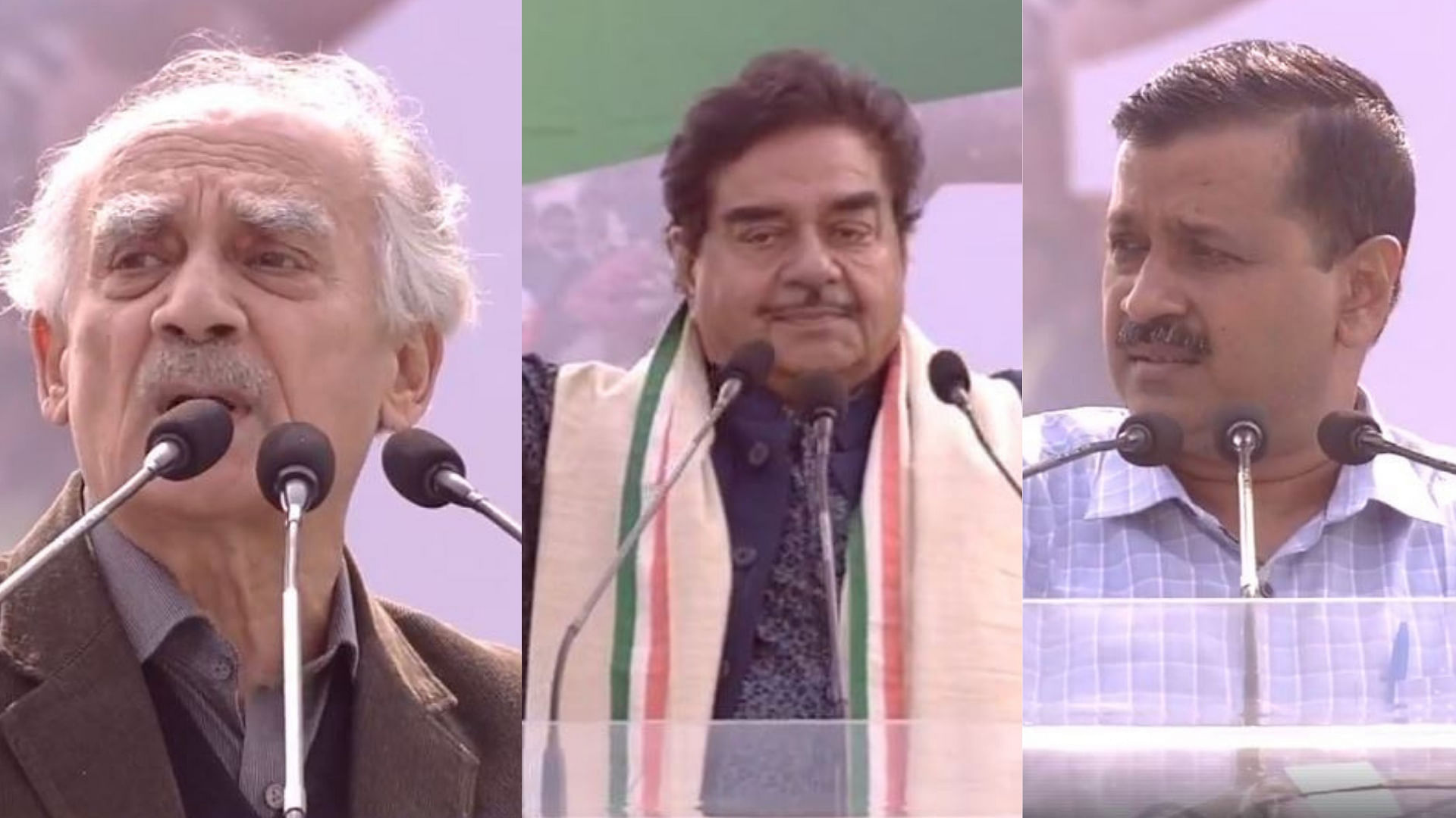 Arun Shourie, Shatrughan Sinha and Arvind Kejriwal (L to R).