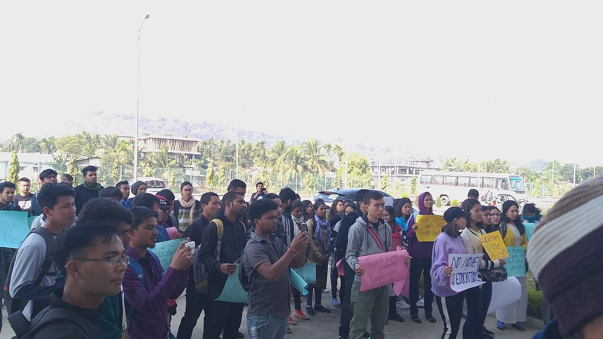 Students at the protest. 