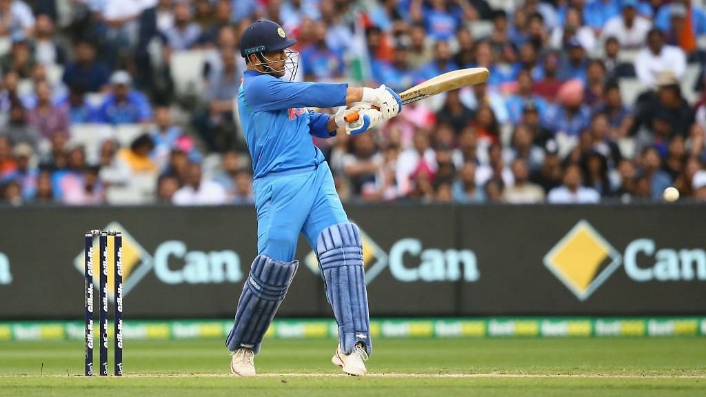 MS Dhoni in action during India’s third and final ODI against Australia at Melbourne.