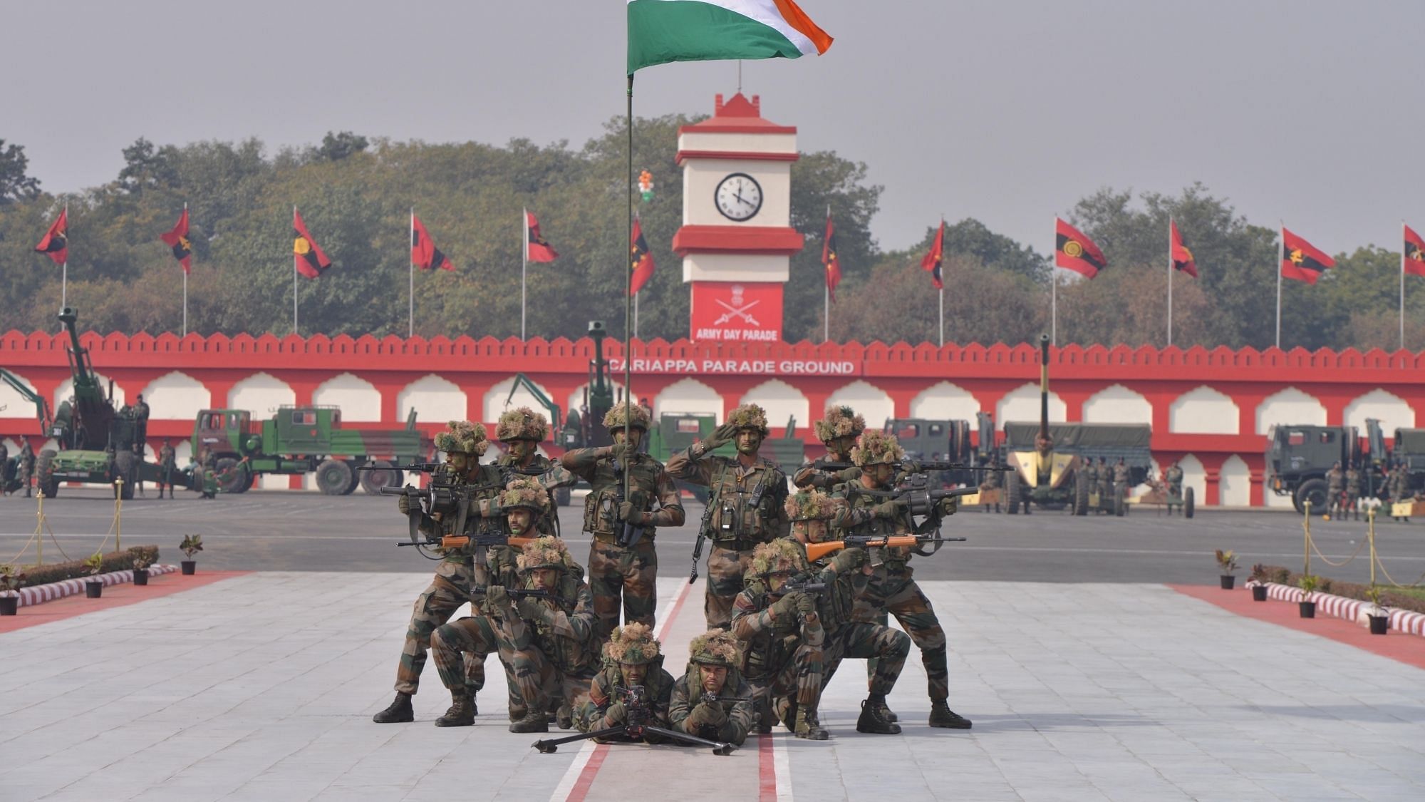 Indian Army soldiers during Army Day on Tuesday, 15 January.