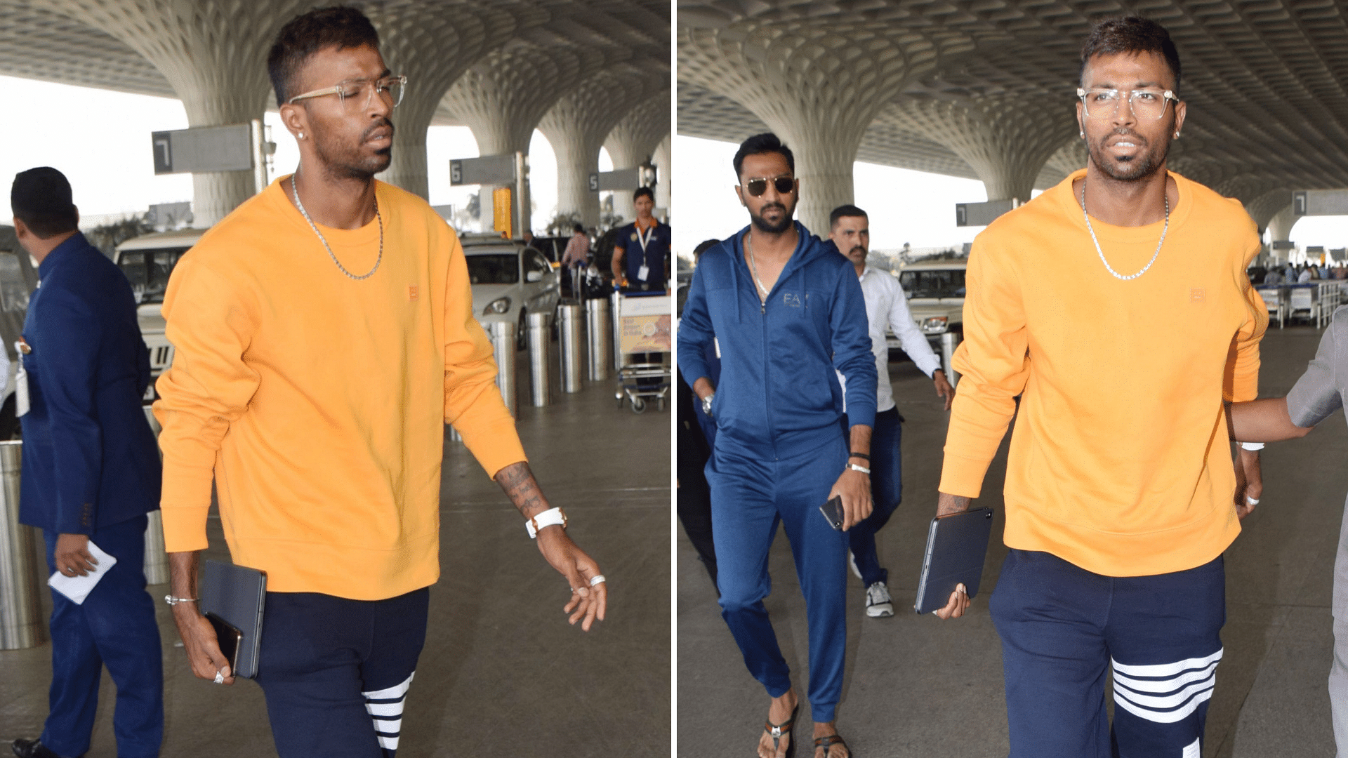 Hardik Pandya spotted at the Mumbai airport in his first public appearance since the ‘Koffee With Karan’ controversy.