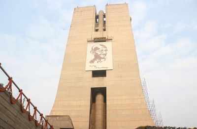 New Delhi: A view of Grand Wall Mural of Mahatma Gandhi at NDMC Headquarter Building in New Delhi on Jan 31, 2019. (Photo: IANS).