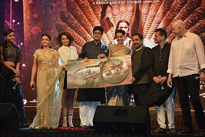 Mumbai: Actresss Kangana Ranaut,Ankita Lokhande,CBFC chief Prasoon Joshi and Shankar-Ehsaan-Loy at the music launch of her upcoming film "Manikarnika: The Queen Of Jhansi" in Mumbai on Jan 9, 2019. (Photo: IANS)