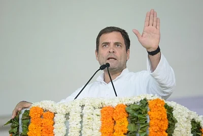 Jaipur: Congress President Rahul Gandhi addresses during a party rally in Jaipur, on Jan 9, 2019. (Photo: IANS)