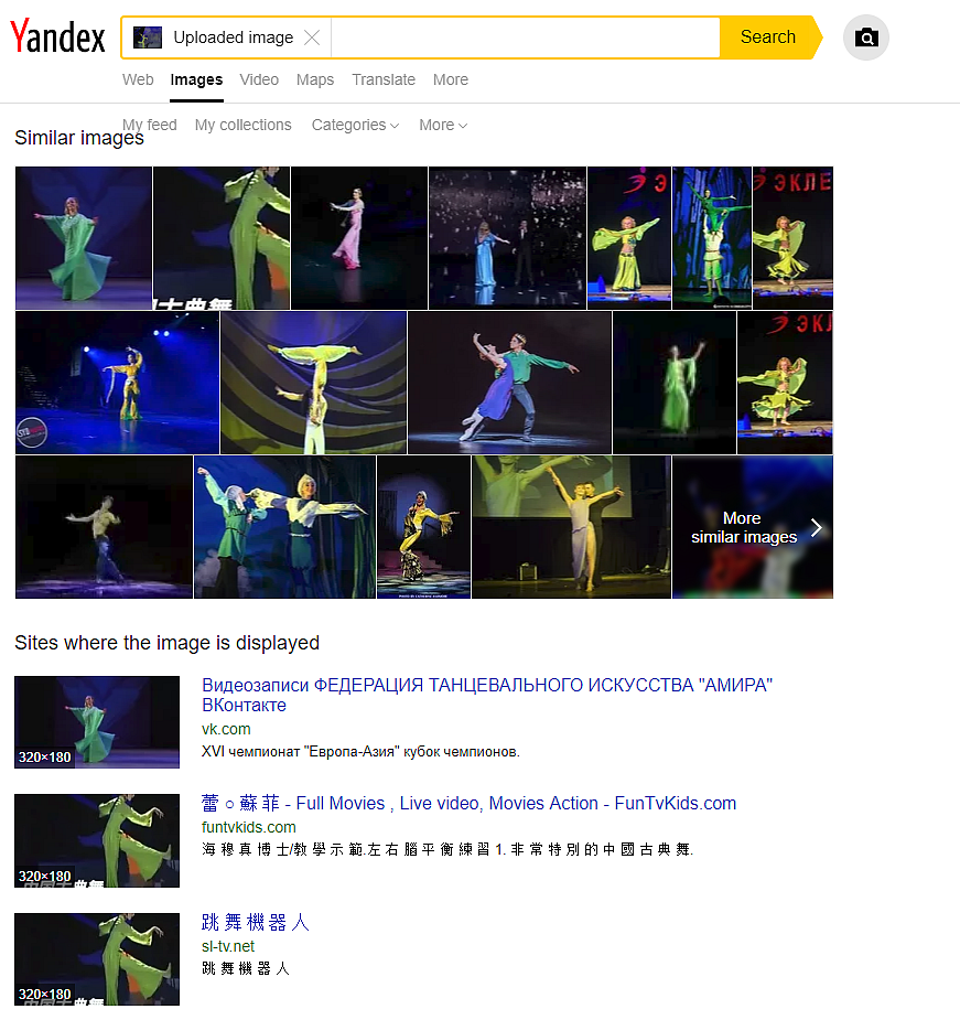A screenshot of the reverse image search of the viral video.
