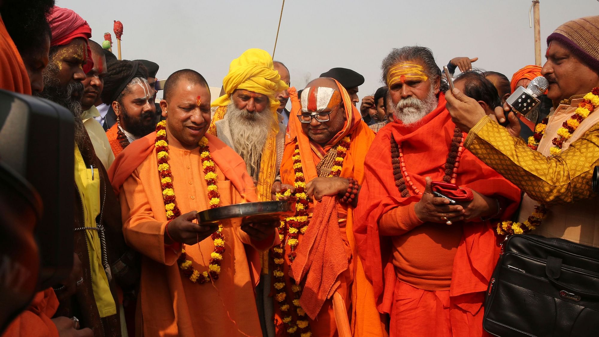 Uttar Pradesh Chief Minister Adityanath performs rituals ahead of the Kumbh Mela.&nbsp;