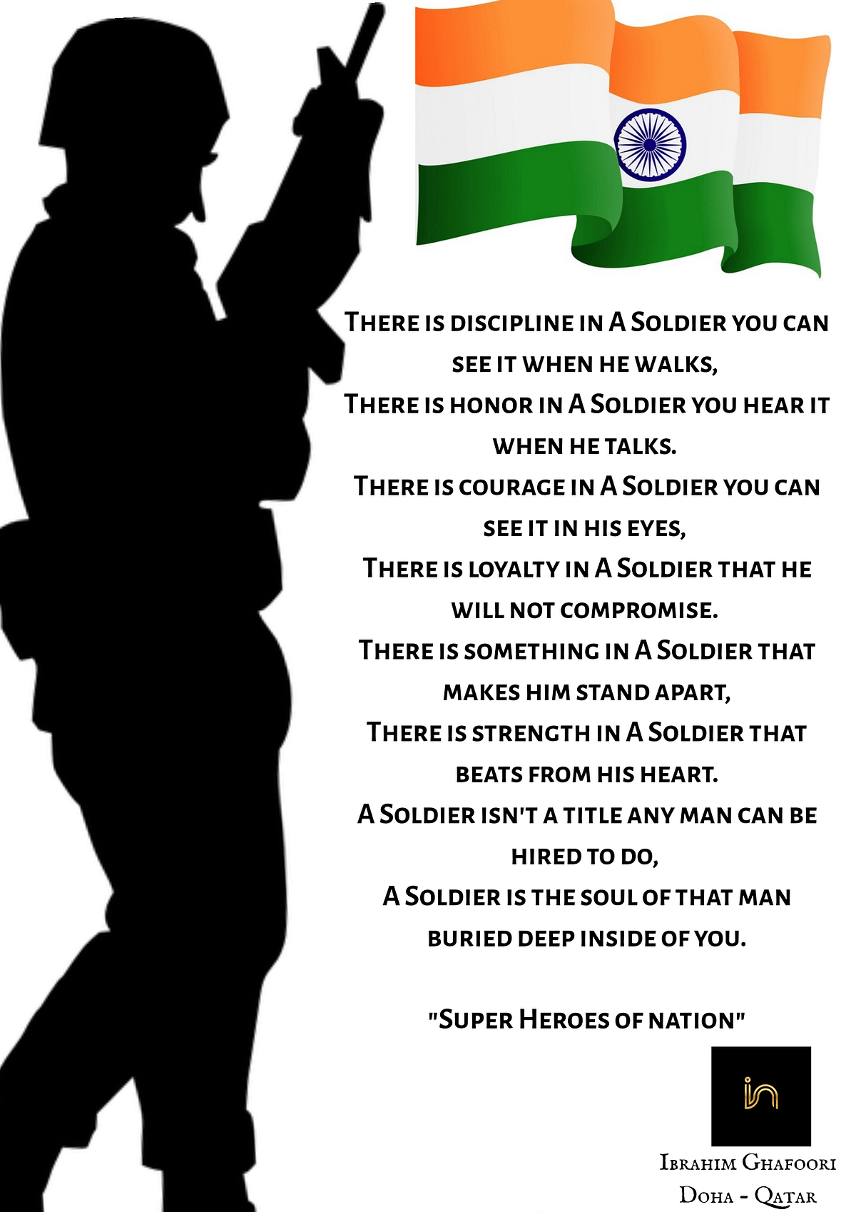 A poem titled ‘A Soldier’ for all that you do.