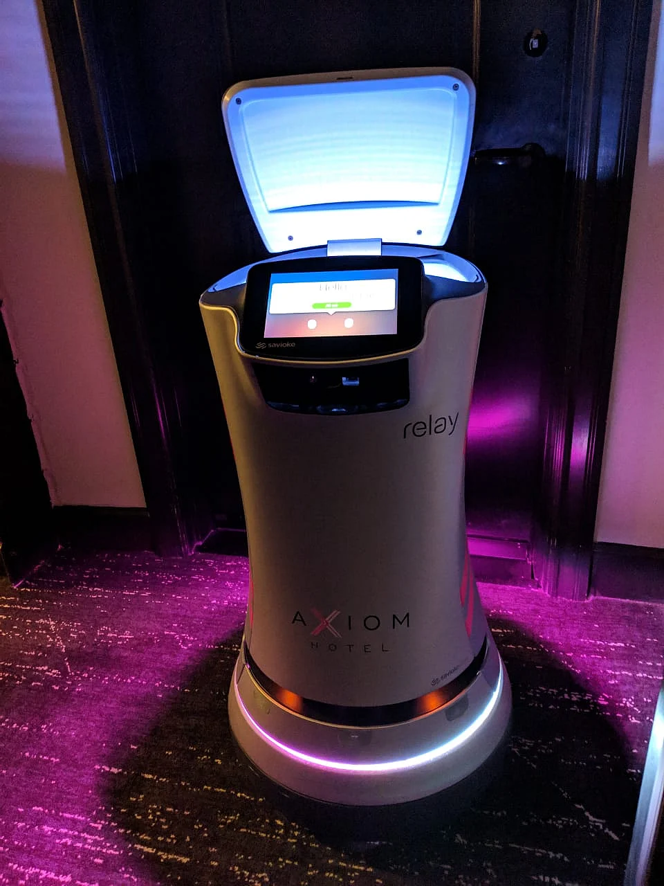 The Savioke Relay robot at a hotel in San Francisco. 