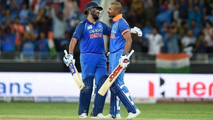 File picture of Rohit Sharma and Shikhar Dhawan during a 200-run stand against Pakistan at the Asia Cup 2018.