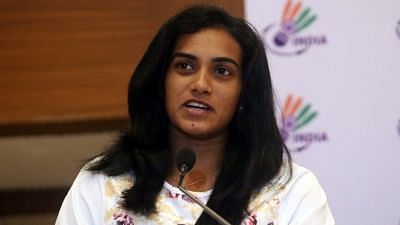 File photo of PV Sindhu addressing the media at an event.