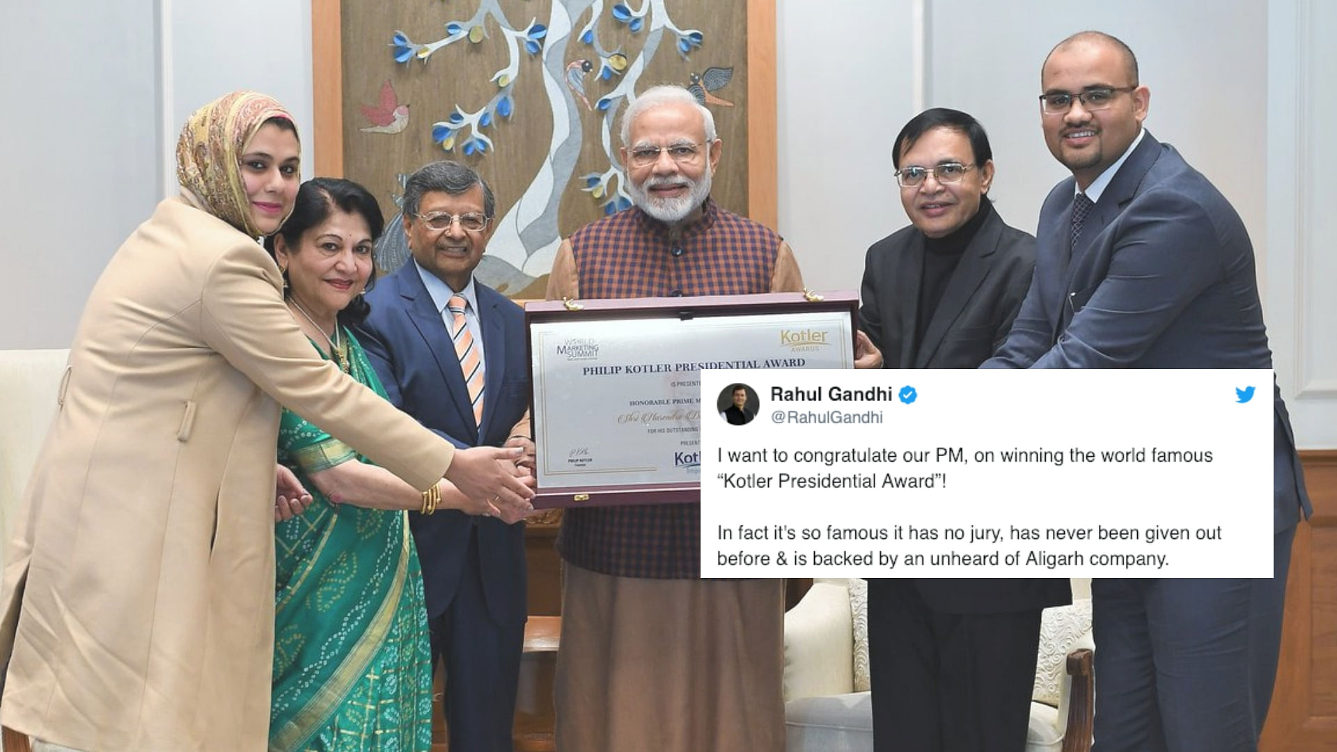 Prime Minister Narendra Modi was awarded the ‘first-ever’ Philip Kotler Presidential Award.