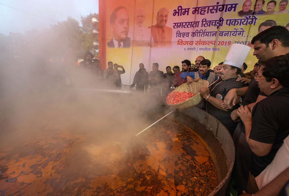 Delhi BJP SC Morcha president said khichdi was served to close to 25,000 people who thronged the Ramlila Maidan.
