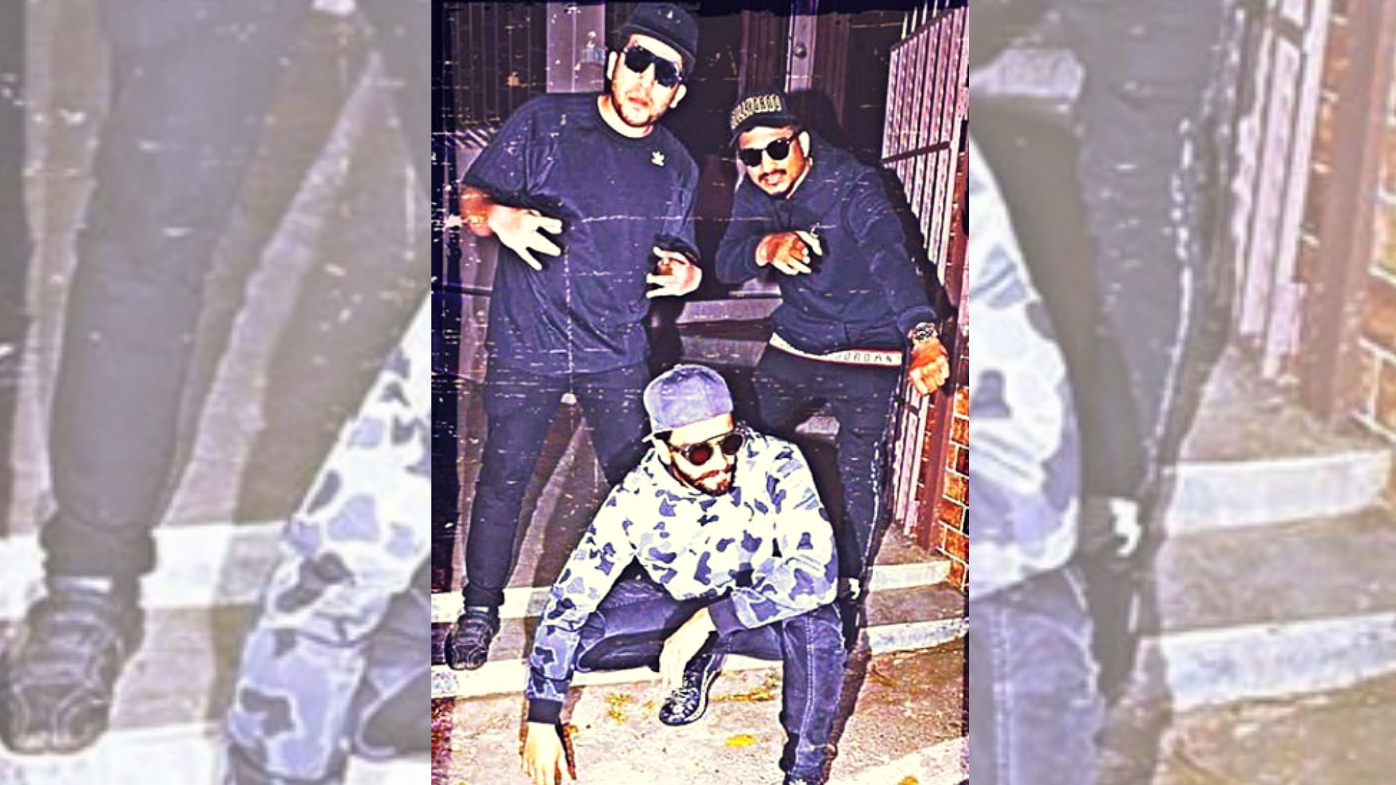 Ranveer Singh strikes a pose with Divine and Naezy.&nbsp; &nbsp;