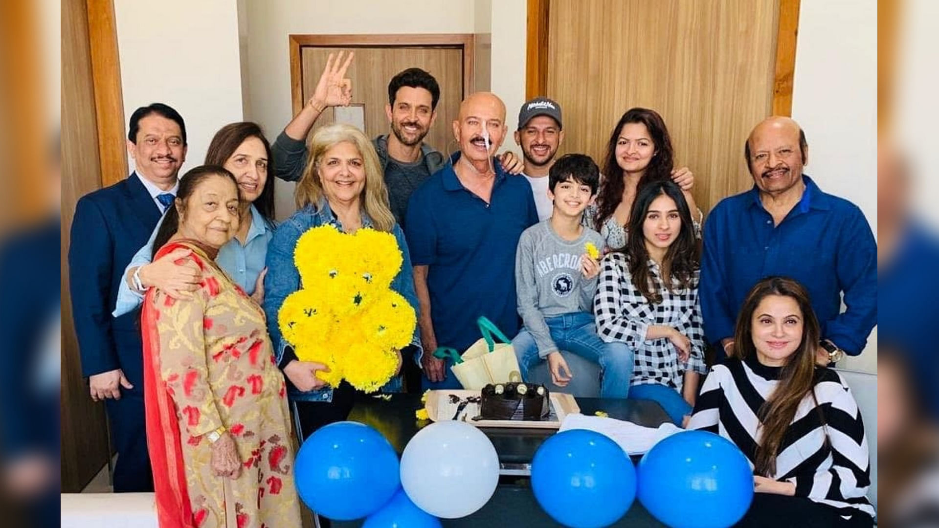 Hrithik Roshan brought in his birthday with dad Rakesh Roshan and family.