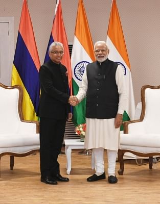 Varanasi: Prime Minister Narendra Modi and Mauritian Prime Minister Pravind Jugnauth during a bilateral meeting in Varanasi, on Jan 22, 2019. (Photo: IANS/PIB)