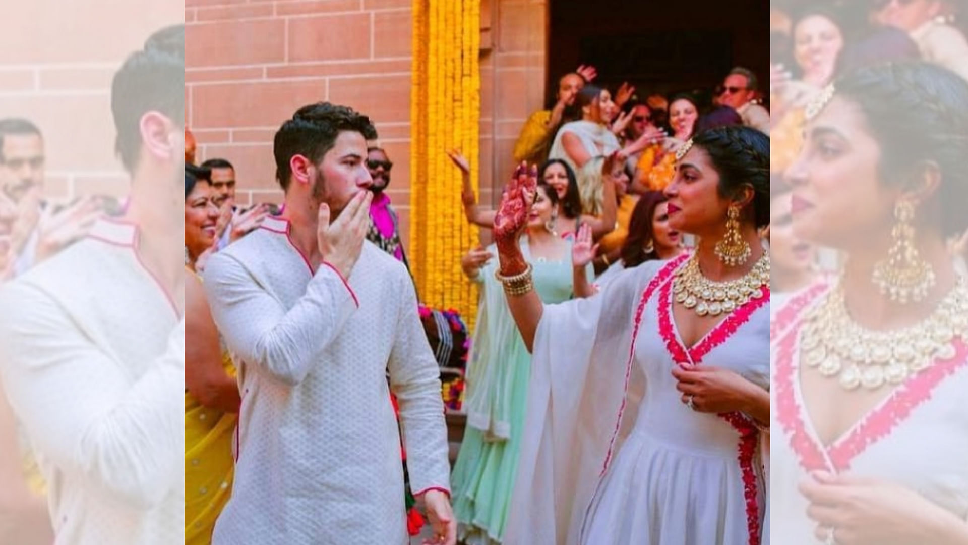 Nick Jonas and Priyanka Chopra during their wedding celebrations.&nbsp;