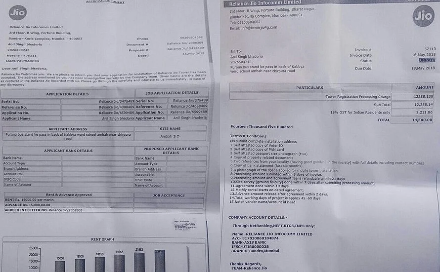 A copy of the fake invoice sent to Anil Singh Bhadoria.