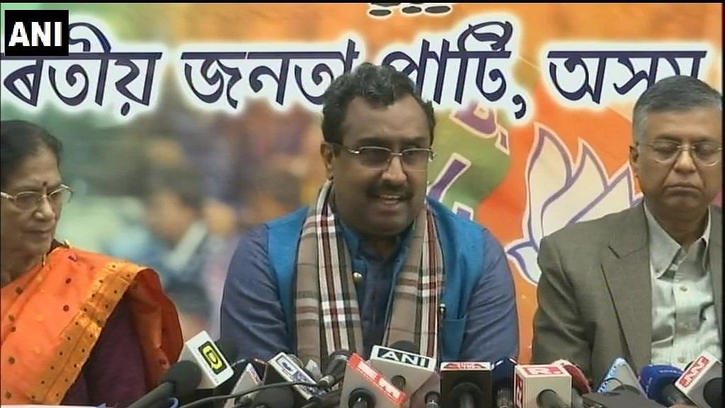 BJP National General Secretary, Ram Madhav, addressing a press conference in Assam.
