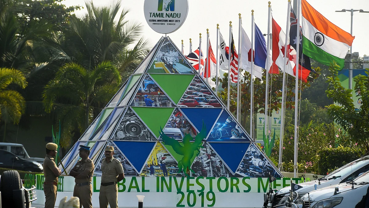 The venue of the second edition of the Global Investors Meet (GIM) 2019 at the Trade Centre in Chennai on 22 January. 