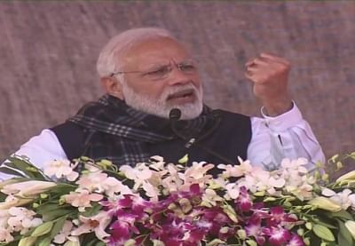 Palamu: Prime Minister Narendra Modi addresses a public gathering after laying the foundation stone for various development projects in Palamu, Jharkhand on Jan 5, 2019. (Photo: IANS)