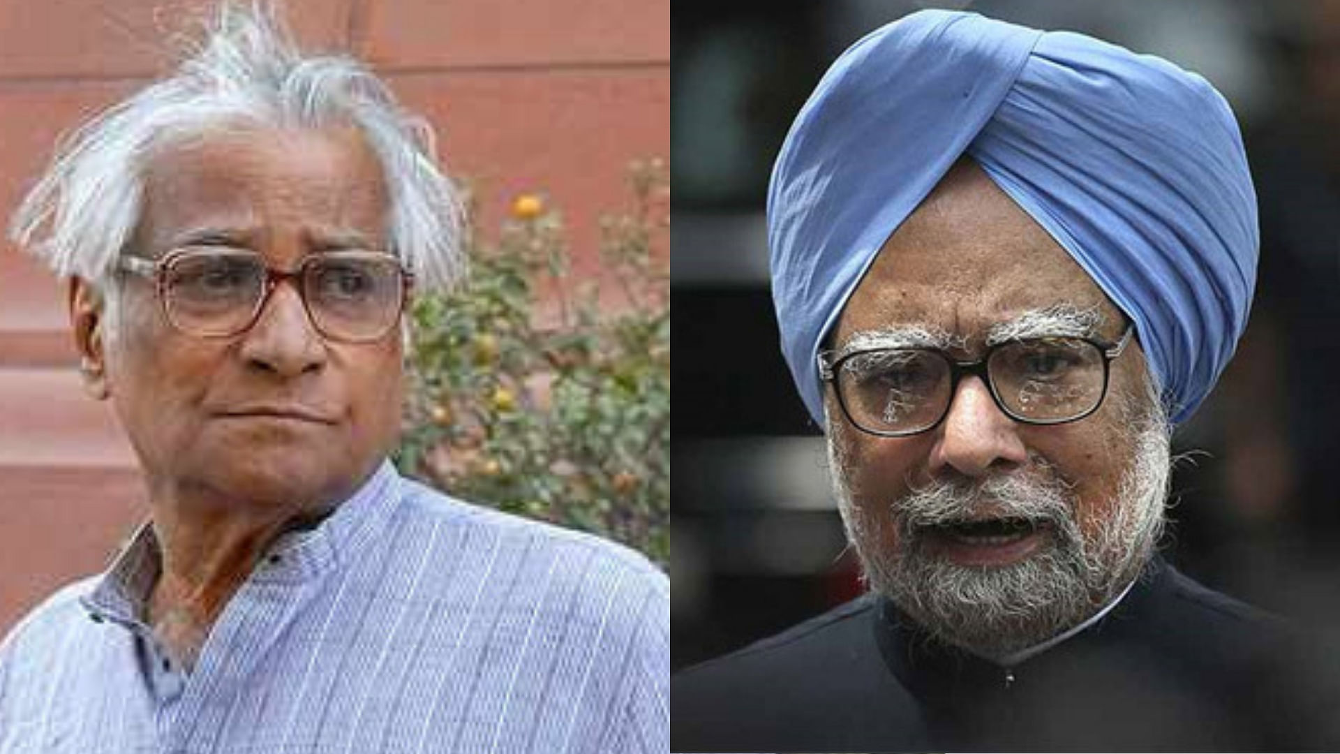 George Fernandes (left) and Manmohan Singh (right).