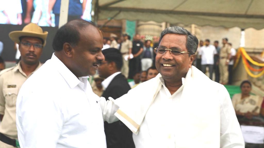 Karnataka’s current Chief Minister HD Kumaraswamy with former CM Siddaramaiah.